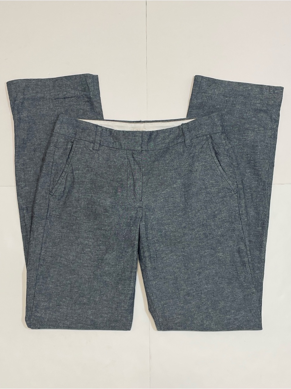 J.Crew Chambray Trouser Pants Cotton Linen Blend Size 2 Heather Gray